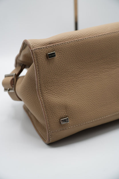 The Row Soft Margaux 10 Top-Handle Bag in Beige Calf Leather