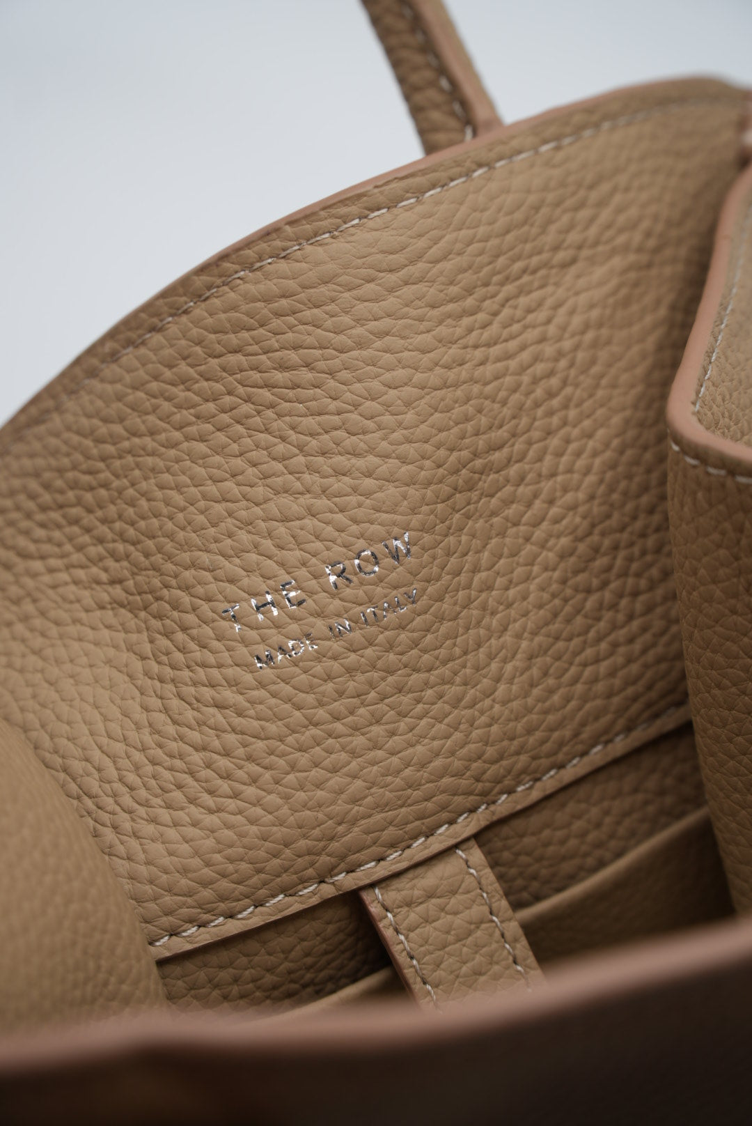 The Row Soft Margaux 10 Top-Handle Bag in Beige Calf Leather