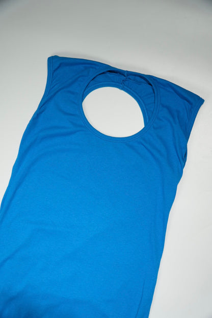 MM6 Maison Margiela Blue Jersey Back Hole Midi Dress
