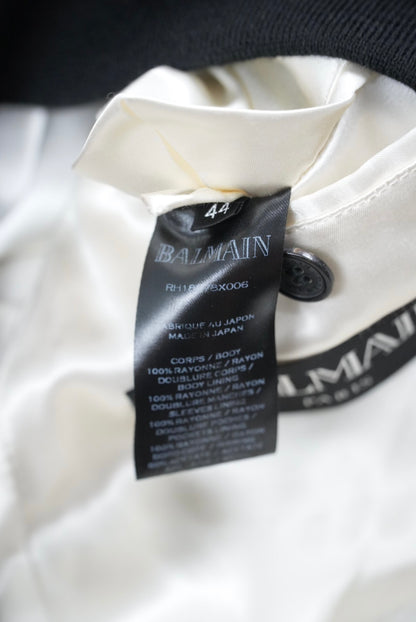 Balmain Palm Tree-Print Satin Bomber Jacket