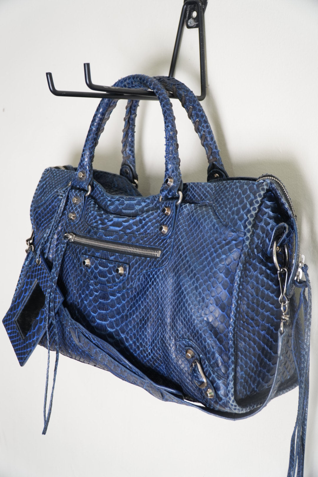 Balenciga 2000’s Blue Snakeskin City Bag