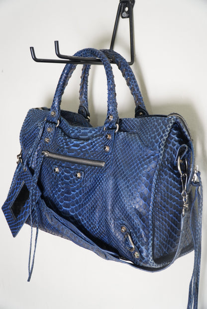 Balenciga 2000’s Blue Snakeskin City Bag