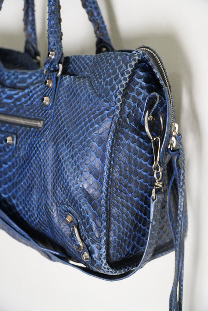 Balenciga 2000’s Blue Snakeskin City Bag