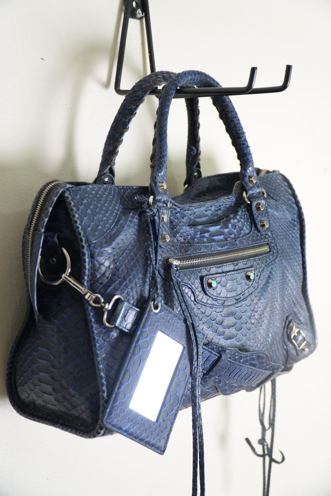 Balenciga 2000’s Blue Snakeskin City Bag