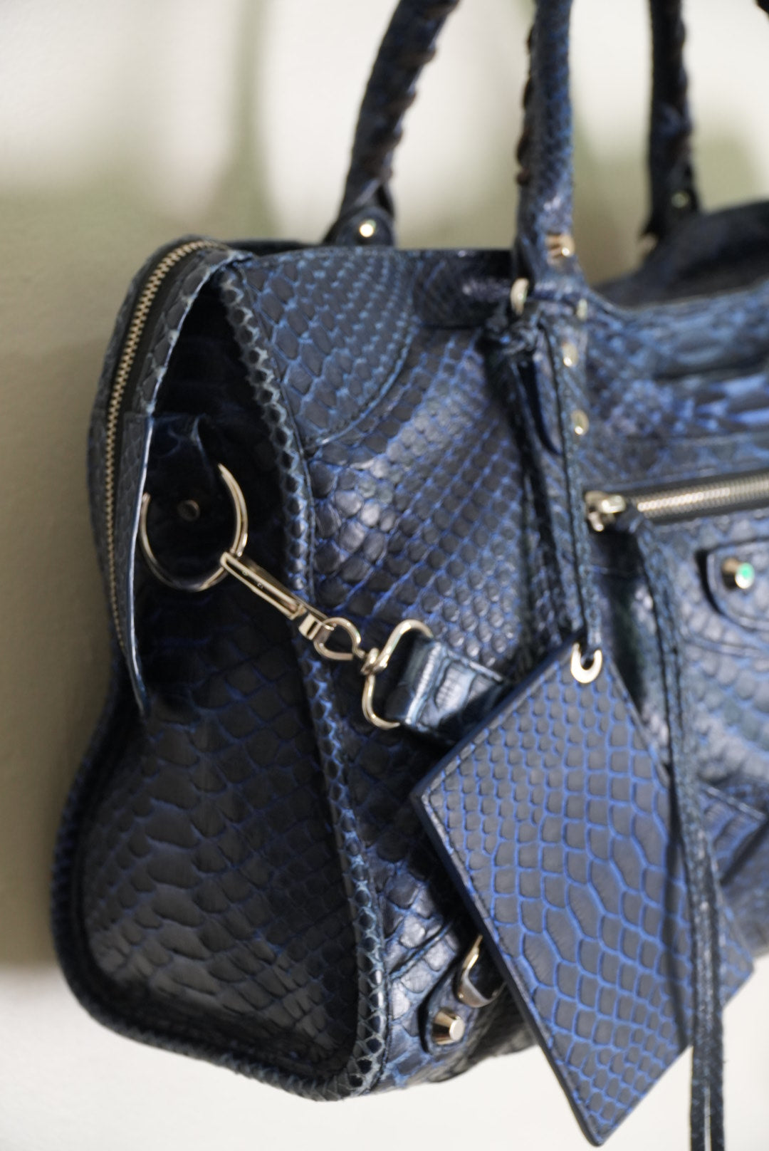 Balenciga 2000’s Blue Snakeskin City Bag