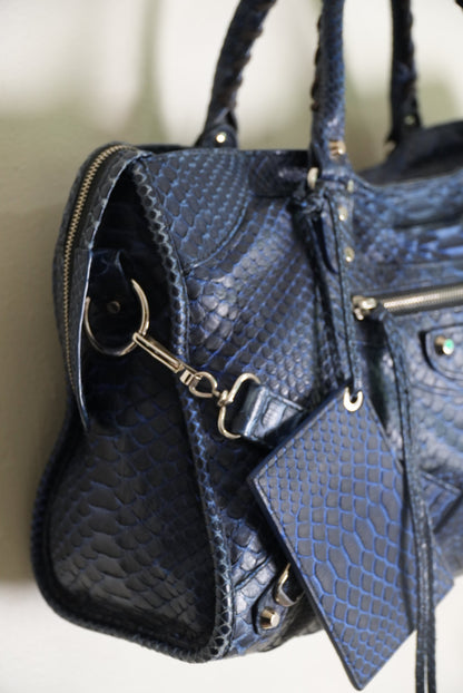 Balenciga 2000’s Blue Snakeskin City Bag