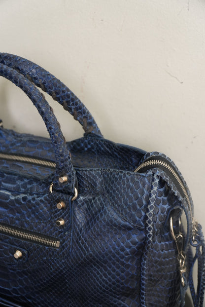 Balenciga 2000’s Blue Snakeskin City Bag