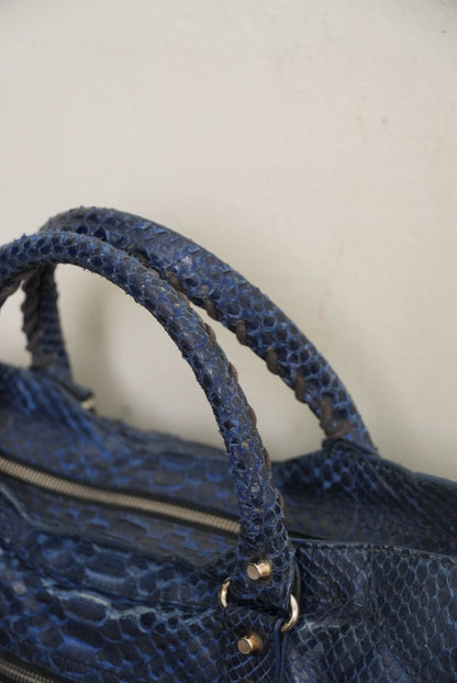 Balenciga 2000’s Blue Snakeskin City Bag