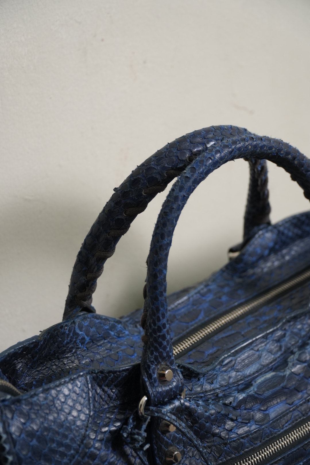 Balenciga 2000’s Blue Snakeskin City Bag