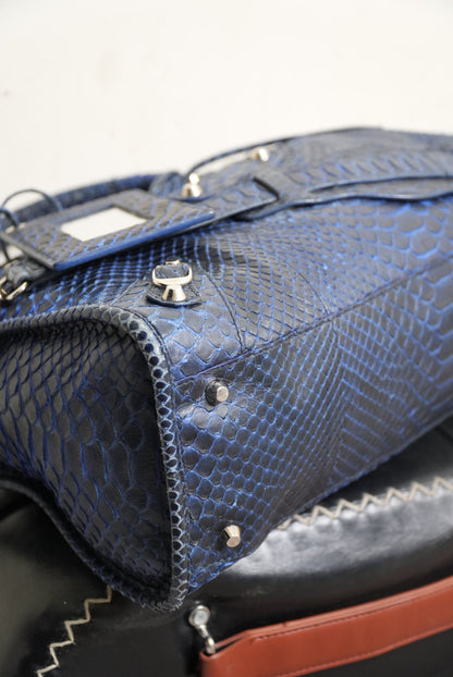 Balenciga 2000’s Blue Snakeskin City Bag