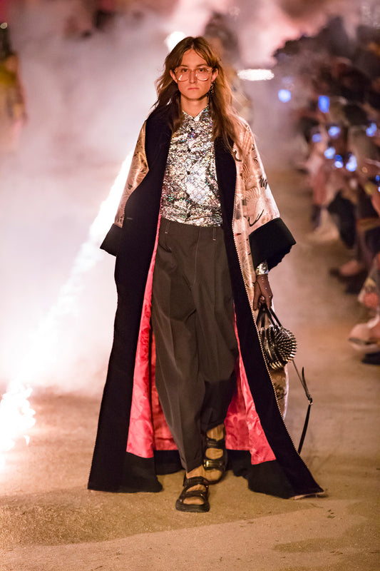 New Cruise 2019 Gucci Runway Embroidered Pastel Pink Kimono