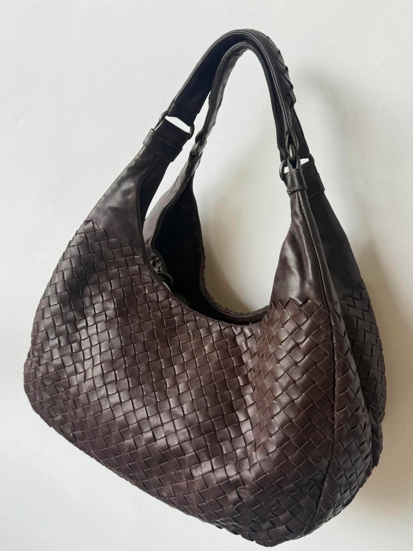 Bottega Veneta Ebano Woven Leather Campana Bag
