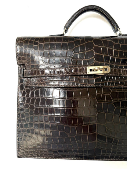 Hermes Kelly 2013 Depeches Exotic Crocodile Briefcase Bag