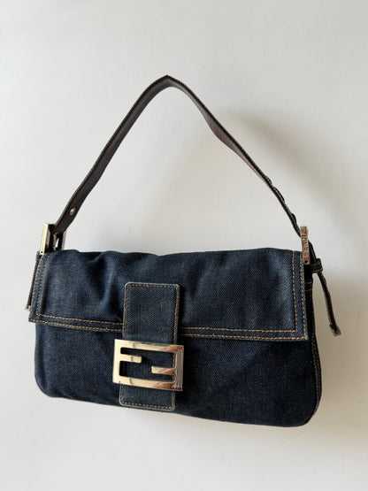 Fendi Dark Blue Denim Baguette