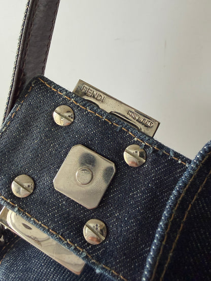 Fendi Dark Blue Denim Baguette
