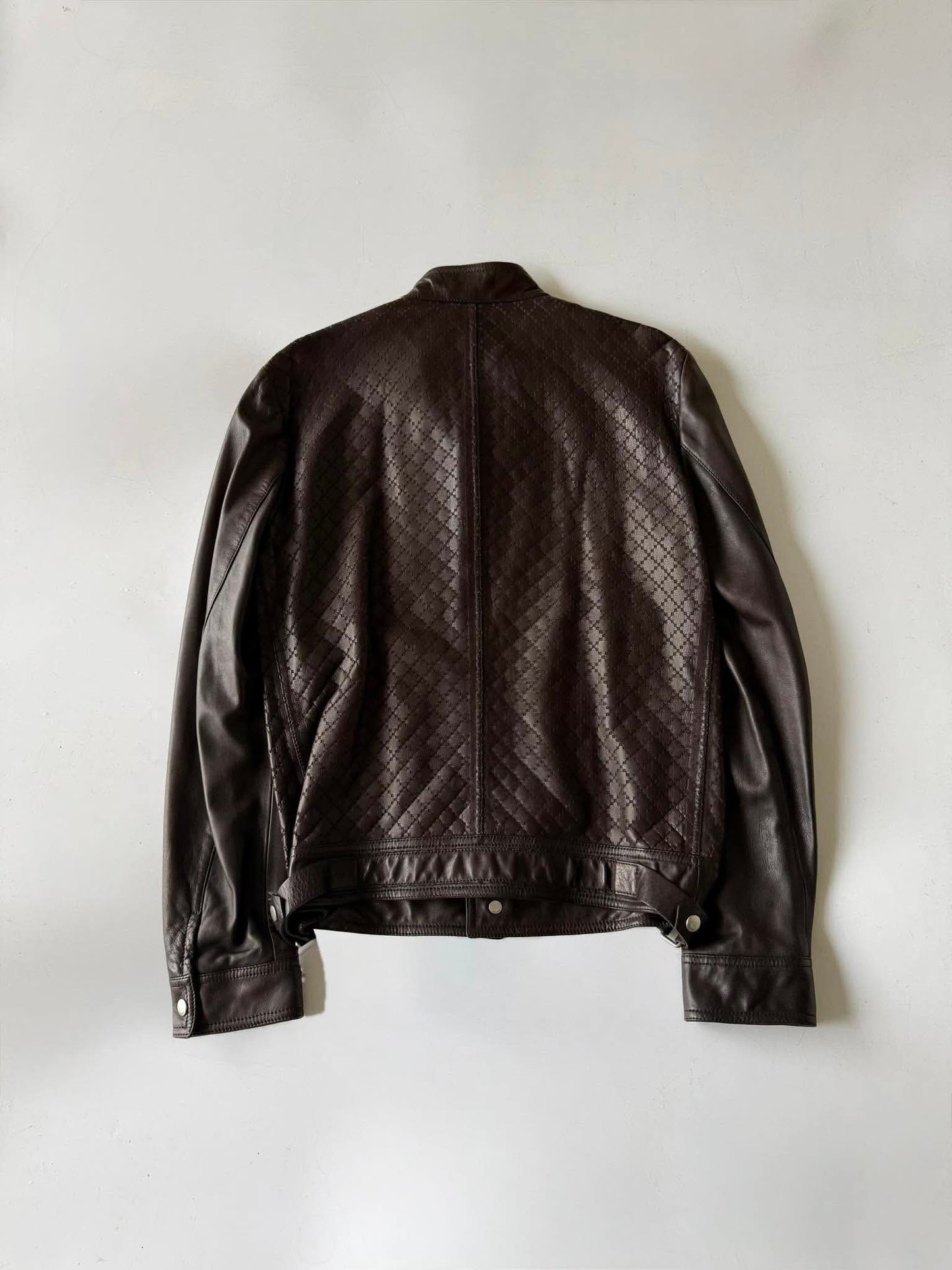 2000's GUCCI HOLLOW STAP IRON RING LEATHER JACKET