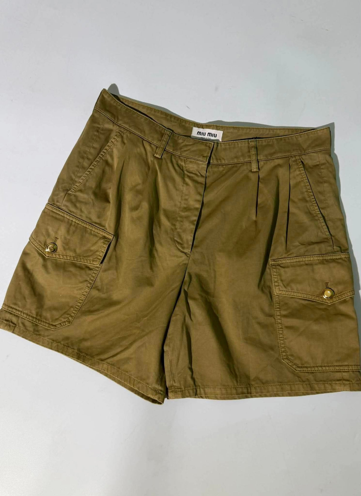 Miu Miu Olive Green Cargo Shorts