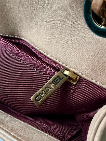 Chanel Brown Jumbo Quilted Iridescent Happy Stitch Flap