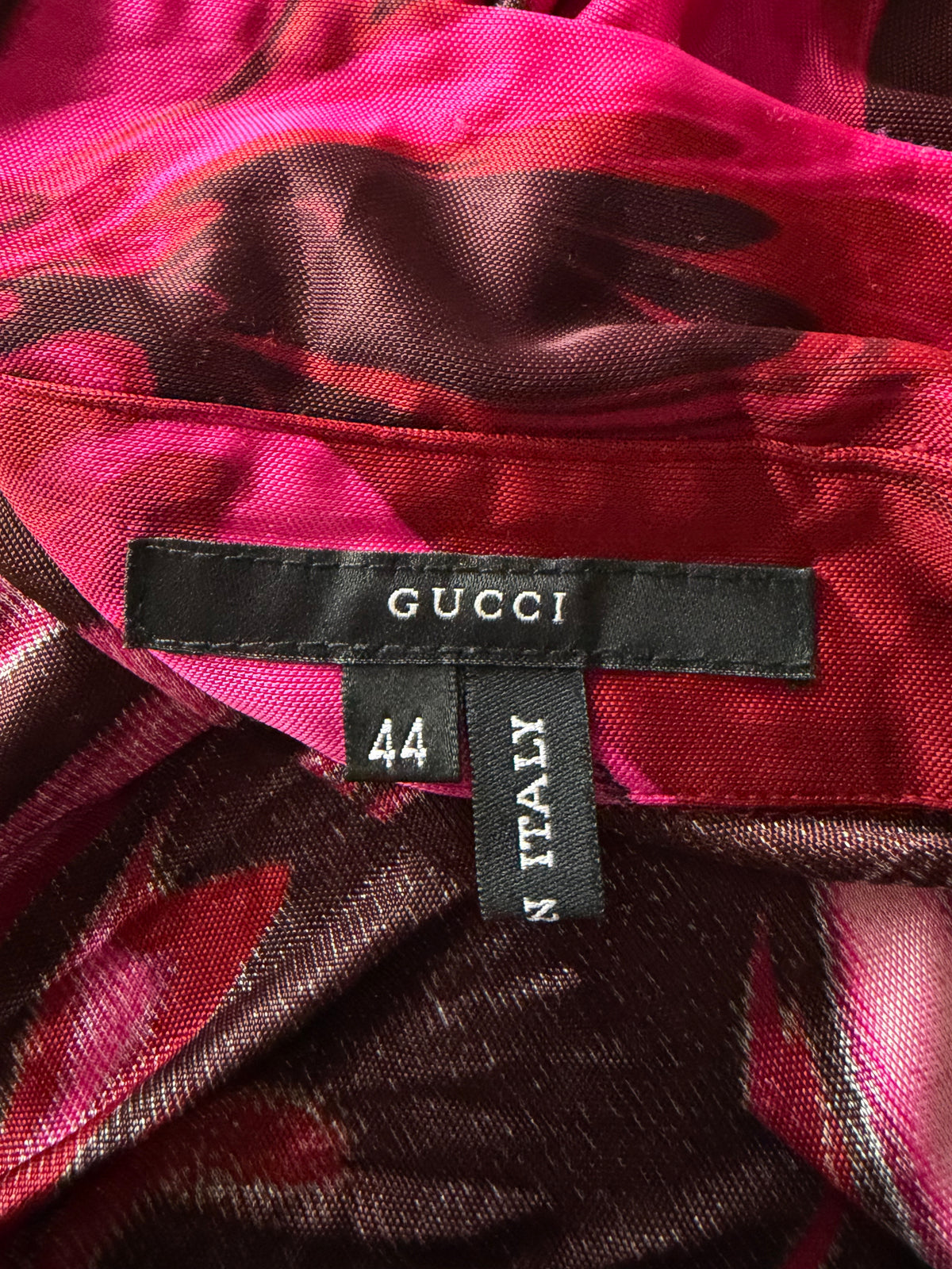 S/S 2001 Gucci by Tom Ford Pink Liquid Magma Print Blouse