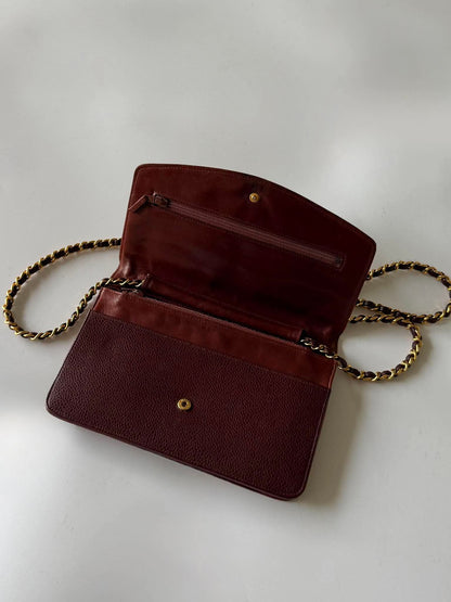 Vintage Chanel Burgundy Caviar Timeless CC Wallet on Chain