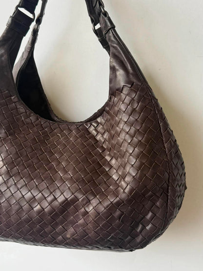 Bottega Veneta Ebano Woven Leather Campana Bag
