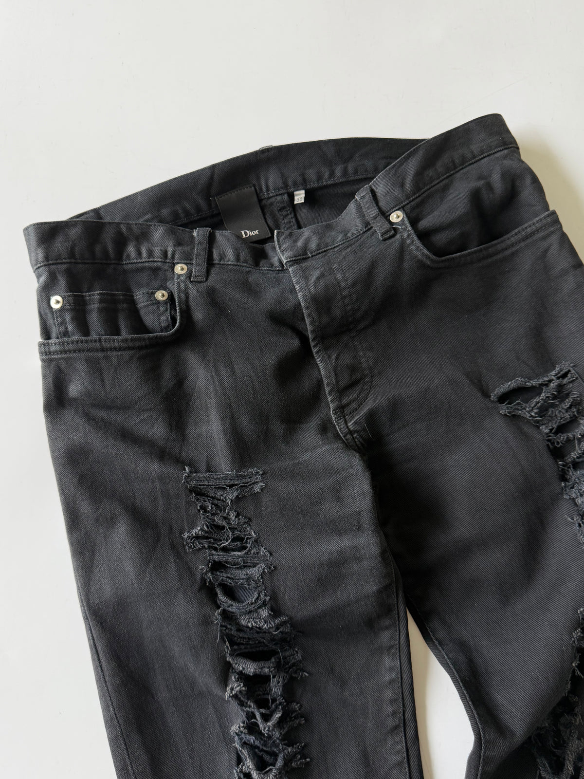 Dior Homme Autumn 2014 Crash Distressed Black Denim