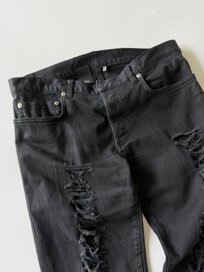 Dior Homme Autumn 2014 Crash Distressed Black Denim