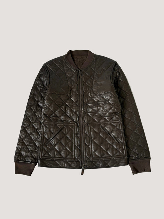 Gucci Archive Brown Reversible Quilted Leather Jacket Suede