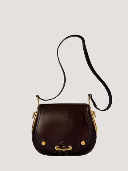 Vintage Hermes 1983 Brown Box Calf Passe Guide Shoulder Bag