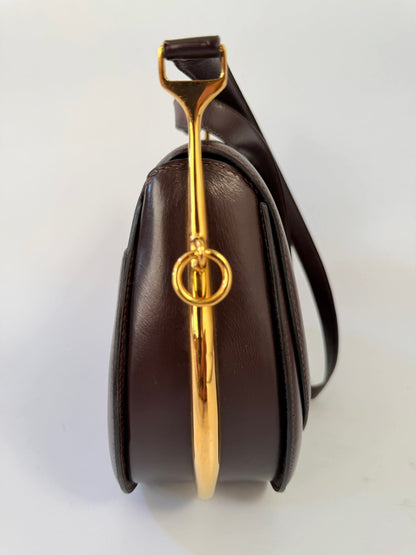 Vintage Hermes 1983 Brown Box Calf Passe Guide Shoulder Bag