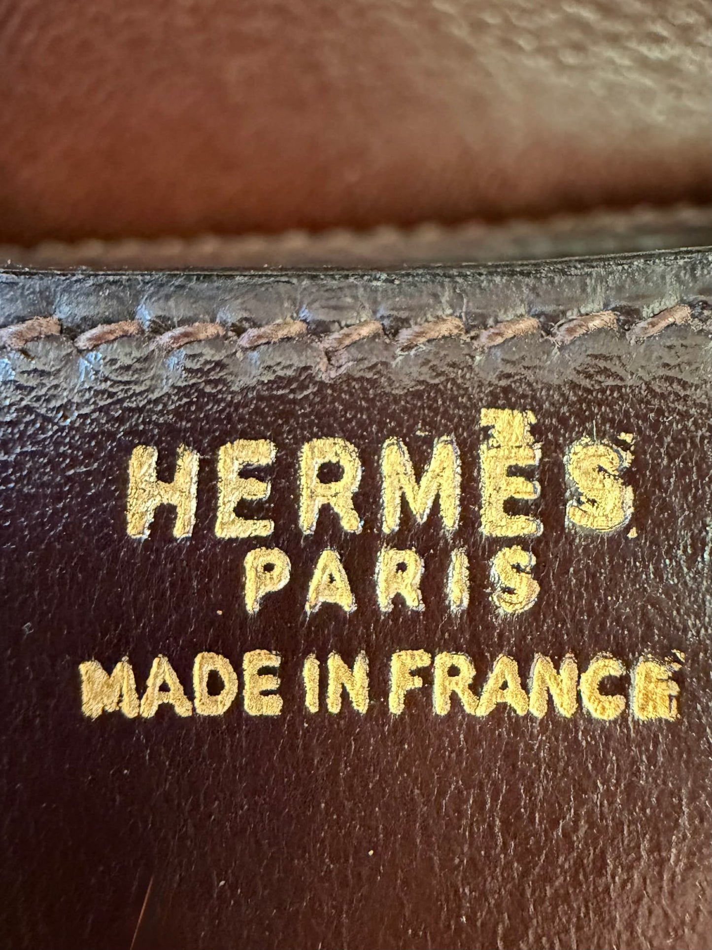 Vintage Hermes 1983 Brown Box Calf Passe Guide Shoulder Bag