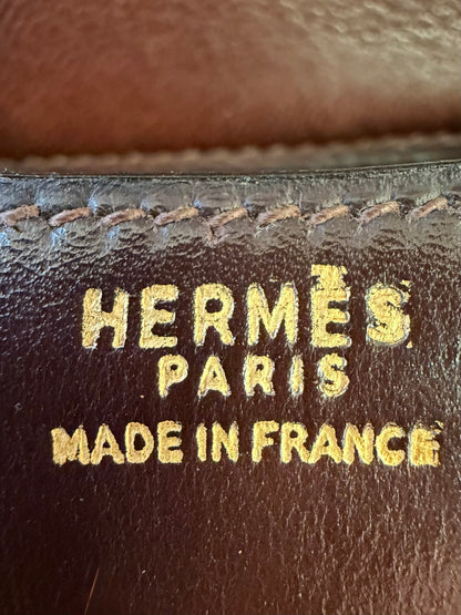 Vintage Hermes 1983 Brown Box Calf Passe Guide Shoulder Bag