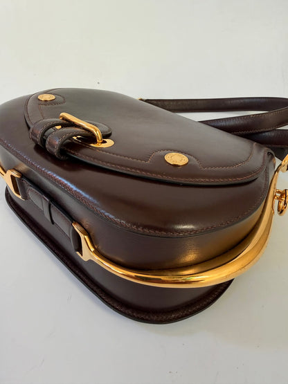 Vintage Hermes 1983 Brown Box Calf Passe Guide Shoulder Bag