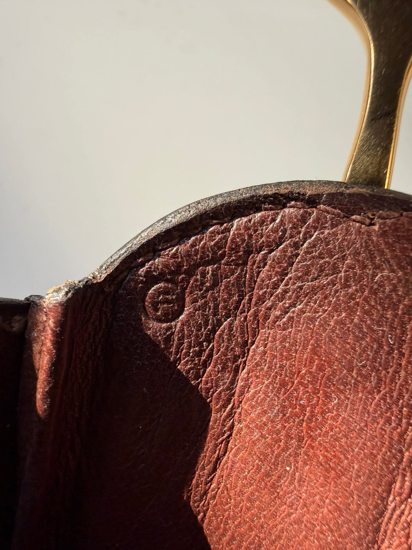 Vintage Hermes 1983 Brown Box Calf Passe Guide Shoulder Bag