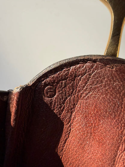 Vintage Hermes 1983 Brown Box Calf Passe Guide Shoulder Bag