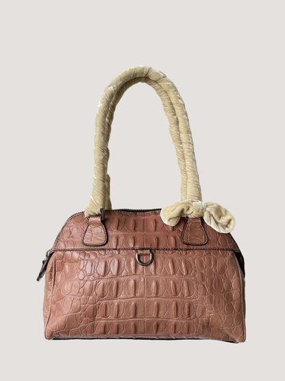 Miu Miu Salmon Pink Crocodile Embossed Bauletto Satchel