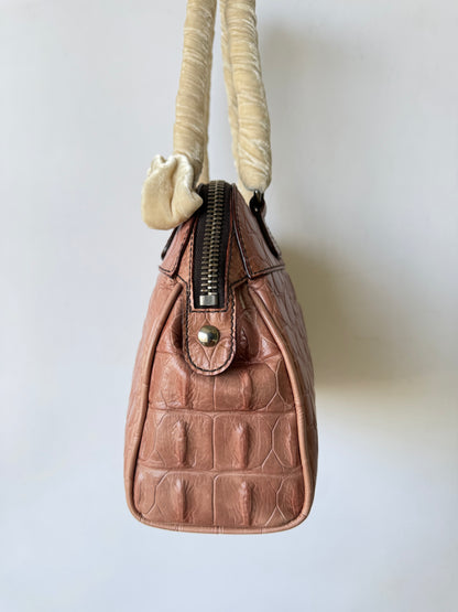 Miu Miu Salmon Pink Crocodile Embossed Bauletto Satchel