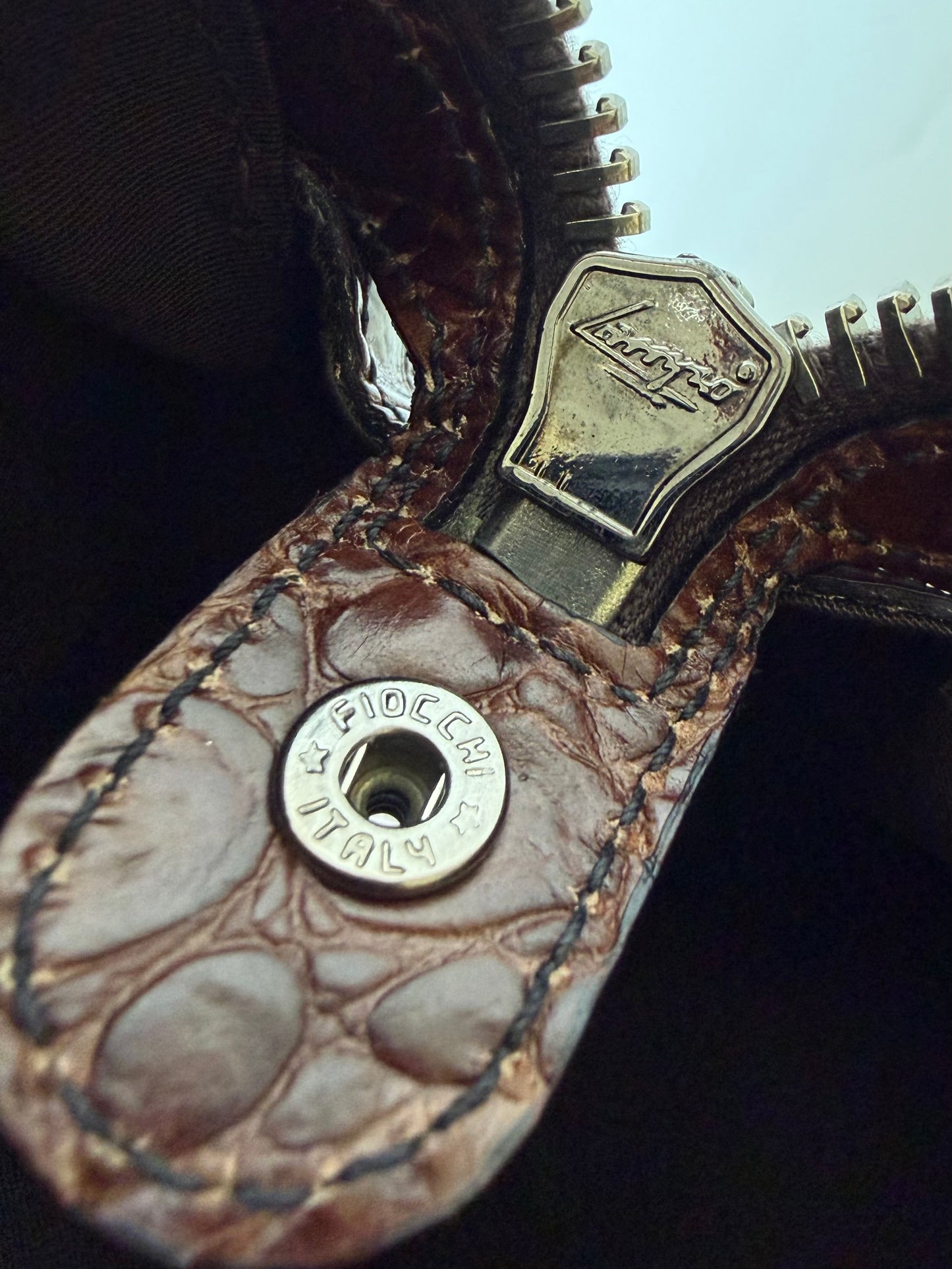 Miu Miu Brown Crocodile Embossed Bauletto Satchel