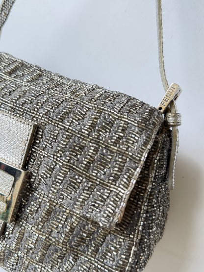 Fendi Metallic Crystal Lurex Zucca Baguette