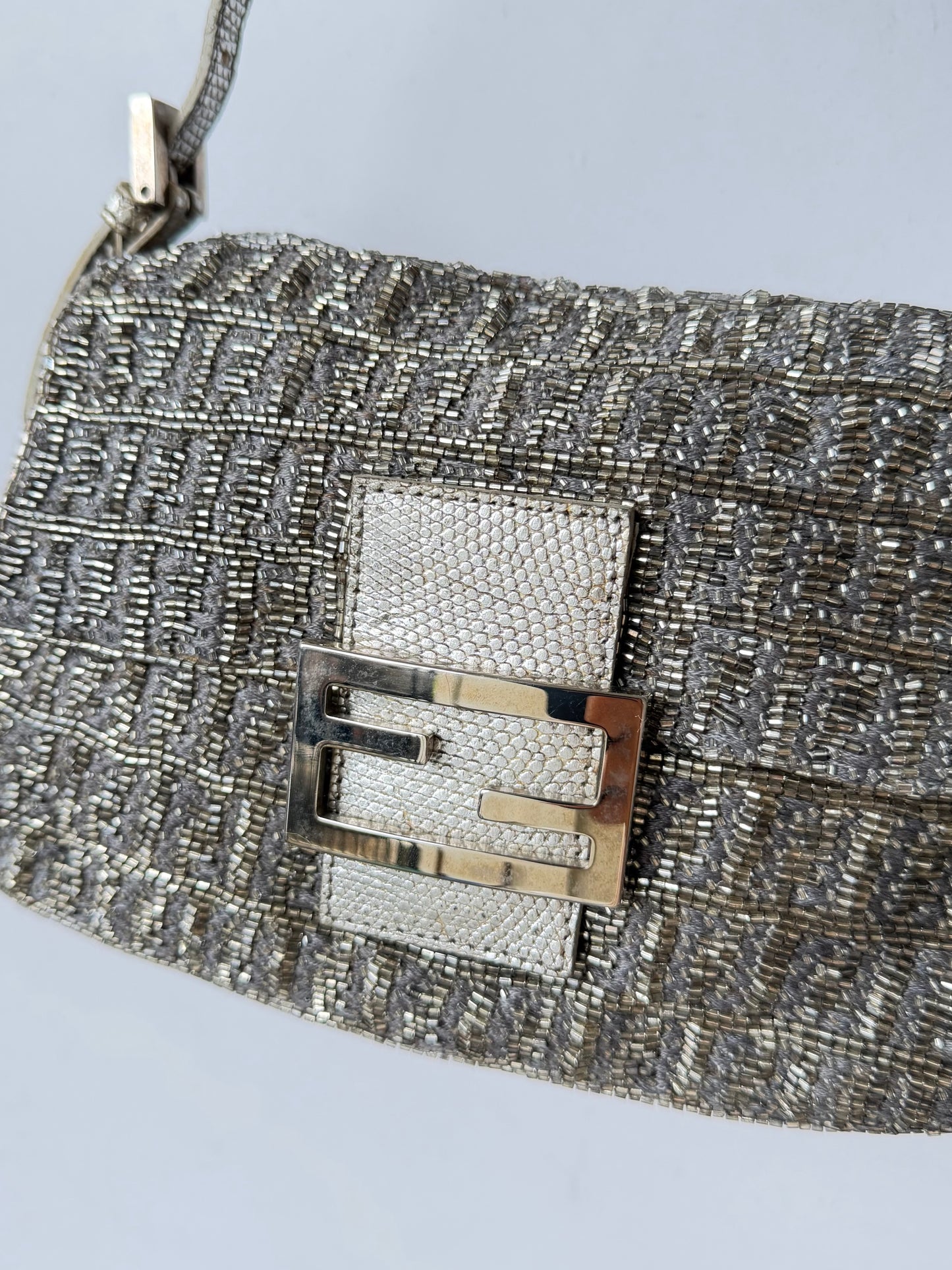 Fendi Metallic Crystal Lurex Zucca Baguette
