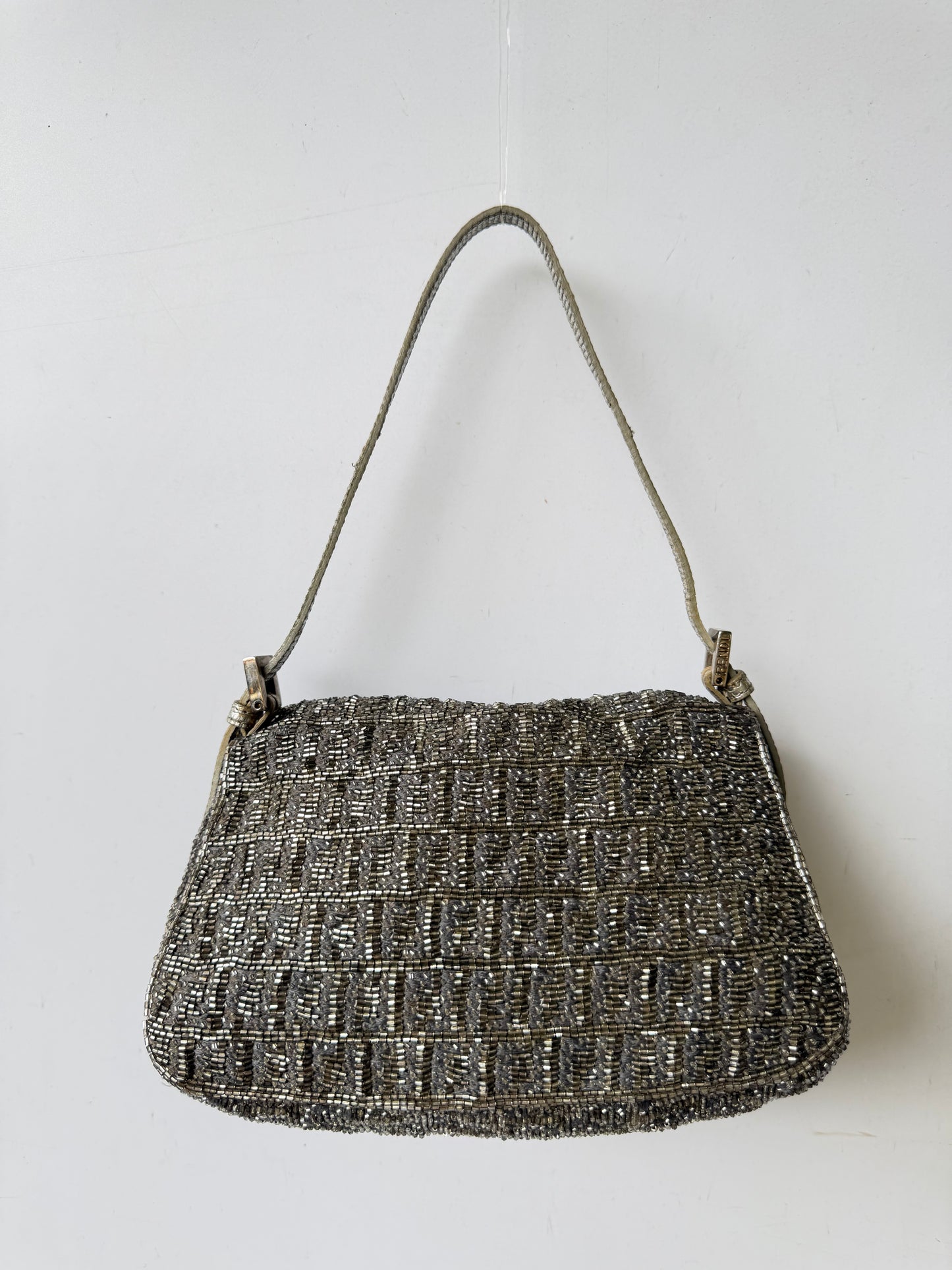 Fendi Metallic Crystal Lurex Zucca Baguette