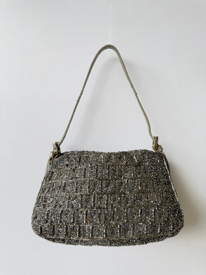 Fendi Metallic Crystal Lurex Zucca Baguette