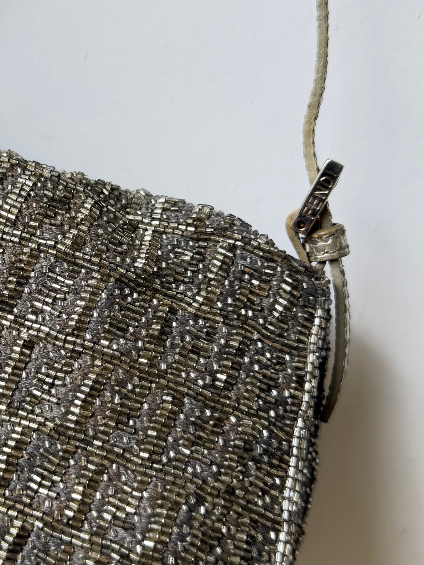 Fendi Metallic Crystal Lurex Zucca Baguette