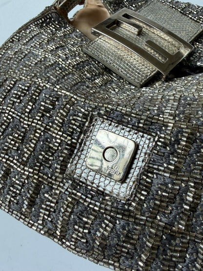 Fendi Metallic Crystal Lurex Zucca Baguette