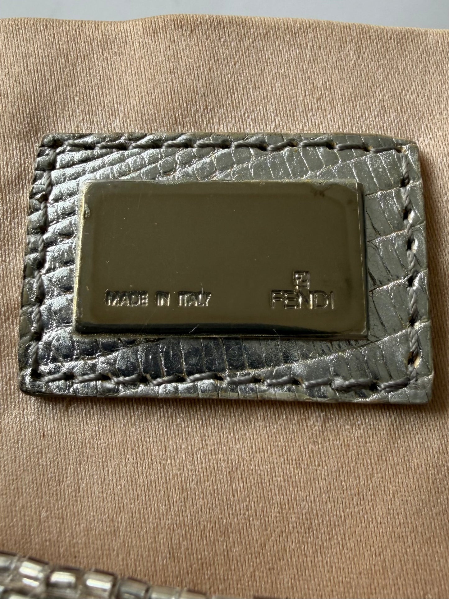 Fendi Metallic Crystal Lurex Zucca Baguette