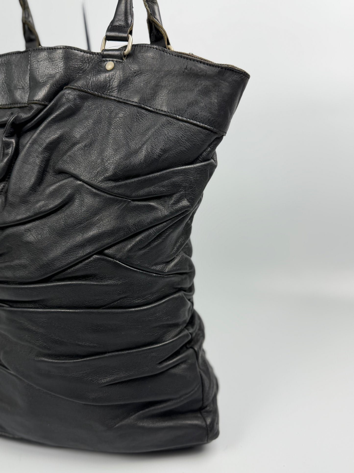 Junya Watanabe Comme des Garcons Black Leather Tote Bag