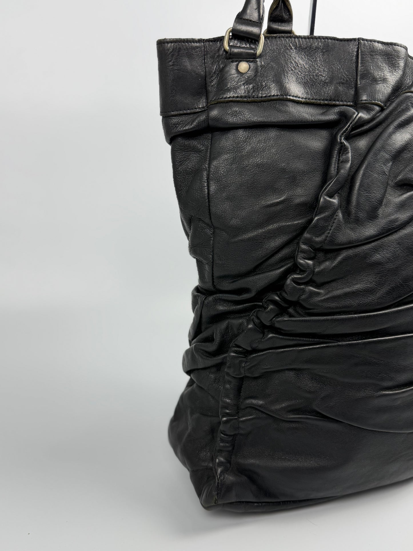 Junya Watanabe Comme des Garcons Black Leather Tote Bag