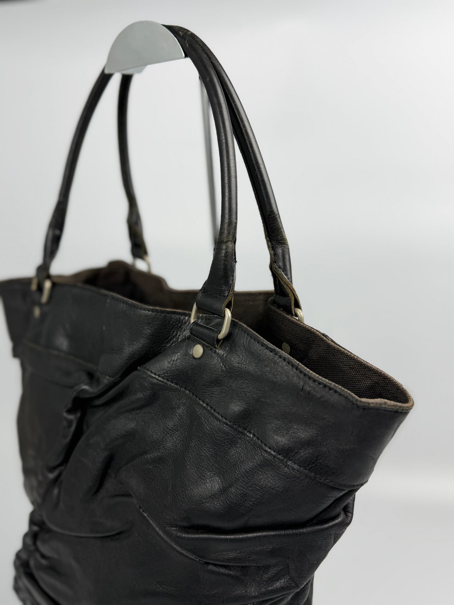 Junya Watanabe Comme des Garcons Black Leather Tote Bag