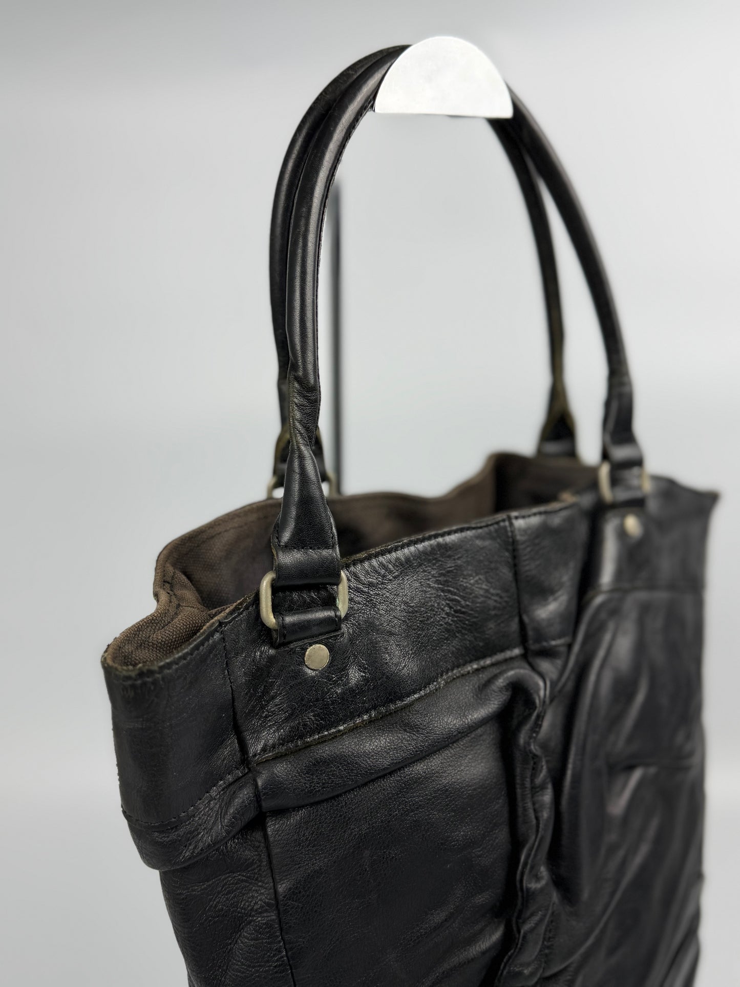 Junya Watanabe Comme des Garcons Black Leather Tote Bag