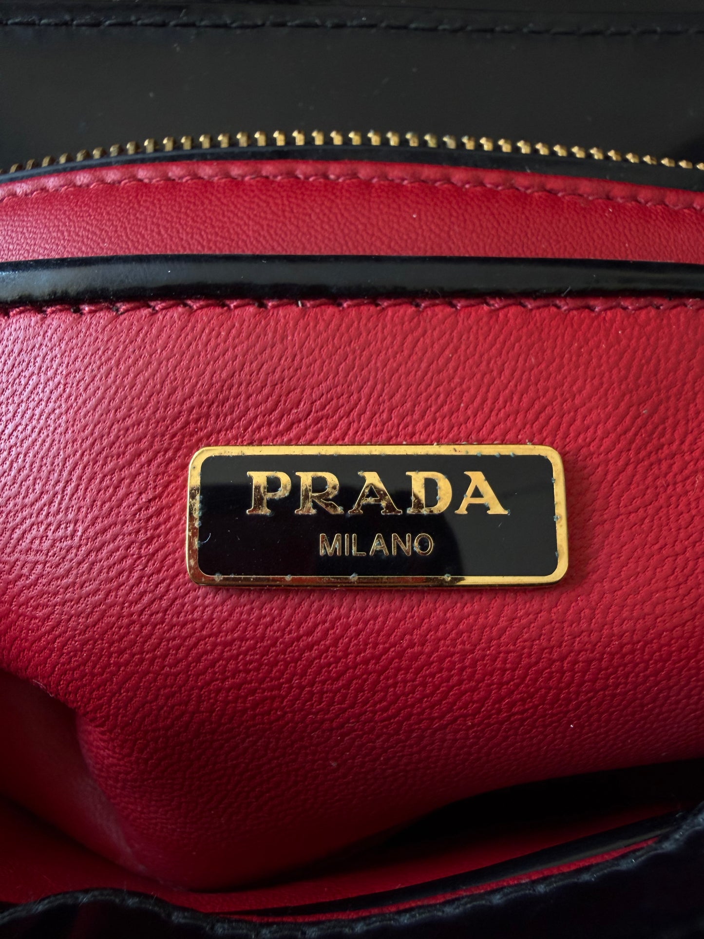 Prada Black Patent Leather Chain Flap Shoulder Bag